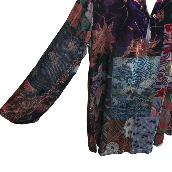 New JOHNNY WAS Grace Tessa Tunic Multicolor Floral Velvet Flowy Top Women's XS - Picture 4 of 11